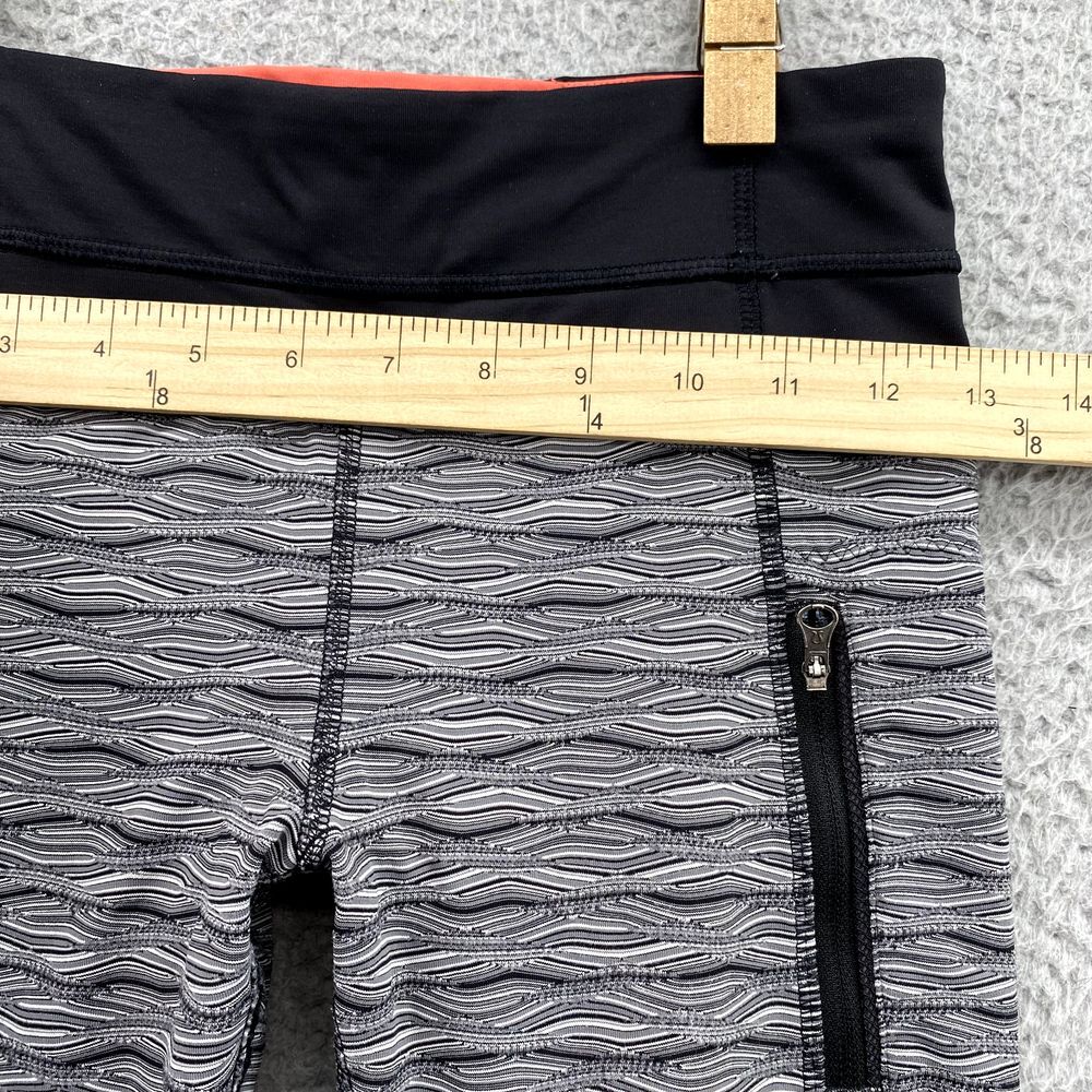 Lululemon Leggings 4 Gray Wavy Print Zipped Pockets Athletic Ankle Jogging Women - Picture 3 of 13